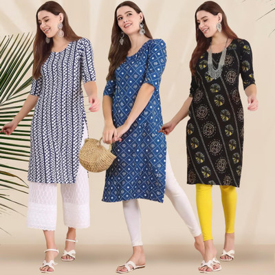 1 Stop Fashion Women Printed A-line Kurta(Multicolor)