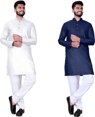 Reyansh4u Men Solid Straight Kurta(Dark Blue)