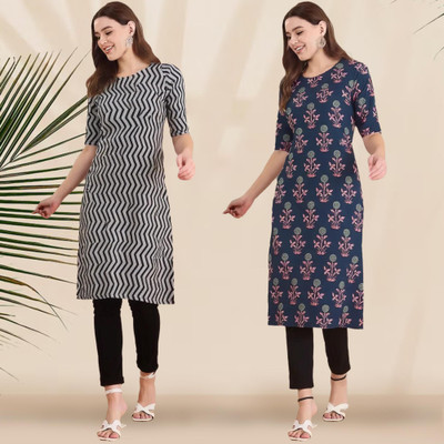 EthnicBasket Women Printed Straight Kurta(Multicolor)