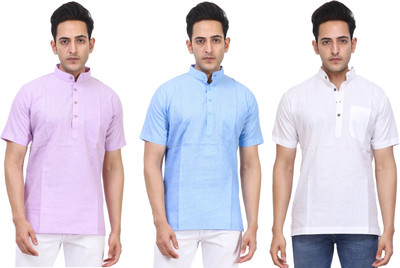 Kavita Fasion Men Solid Straight Kurta(Purple, Light Blue, White)