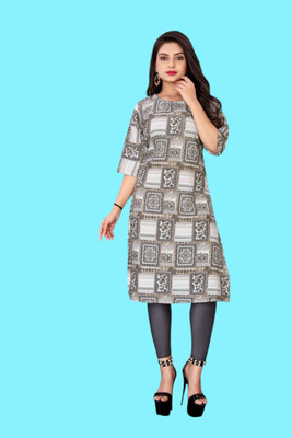 Tulsii Fab Women Printed Anarkali Kurta(Grey)