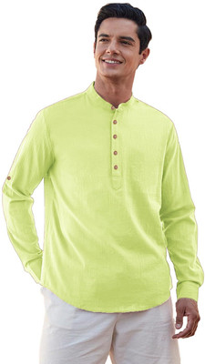 Yugnik Men Solid Straight Kurta(Green)