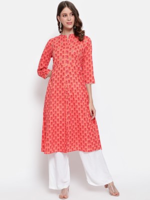 Antaran Women Floral Print A-line Kurta(Pink)