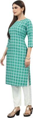 HouseOfCommon Women Printed Straight Kurta(Blue)