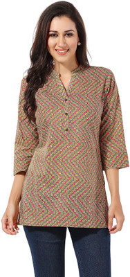 Divastri Women Printed Straight Kurta(Brown)