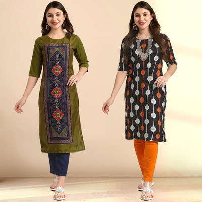 1 Stop Fashion Women Printed A-line Kurta(Multicolor)