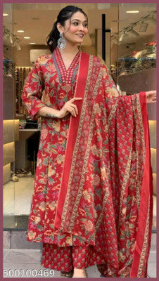 VANKAR Women Paisley A-line Kurta(Red)