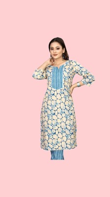 DEVANGIFASHION Women Printed Straight Kurta(Blue)