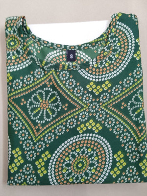 KNG TEXTILE Women Printed Straight Kurta(Green)