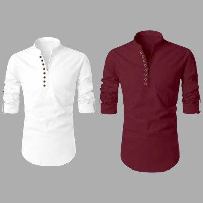 GUYS HUBB Men Solid Straight Kurta(Multicolor)