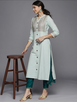 PP Vastram Women Printed A-line Kurta(Grey)