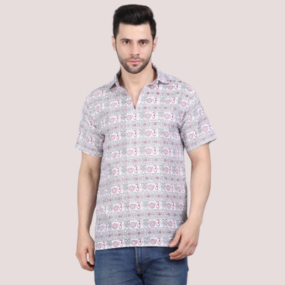 AXOLOTL Men Printed Straight Kurta(White)