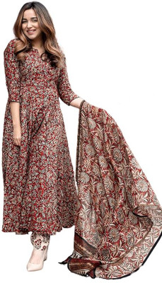 Yaria Women Printed Anarkali Kurta(Maroon)
