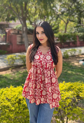 SRStudio Casual Printed Women Red Top