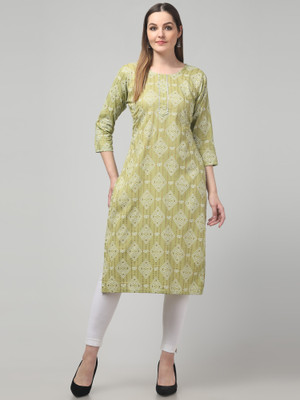 NISHAK Women Geometric Print Anarkali Kurta(Green, Light Green)