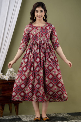 HouseOfCommon Women Printed Anarkali Kurta(Multicolor)