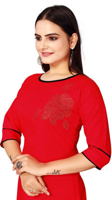 FABREXA Women Embellished A-line Kurta(Yellow)