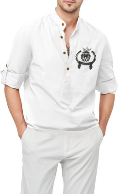 ZARA STAR Men Printed A-line Kurta(White)