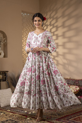 Gulmehendi Anarkali Gown(Grey)