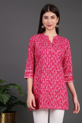 NG Fashion Women Printed Straight Kurta(Pink)