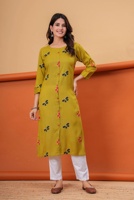 DCEE PLUS Women Printed Straight Kurta(Light Green)