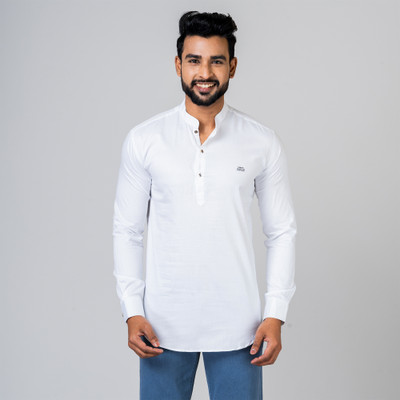 FAIR-MAN Men Solid A-line Kurta(White)