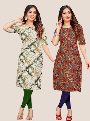 RDP Women Embroidered Straight Kurta(White, Brown)
