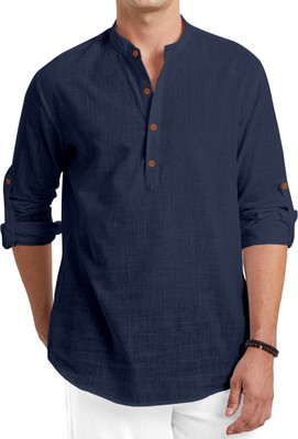 ROYAL SCOUT Men Solid Straight Kurta(Dark Blue)