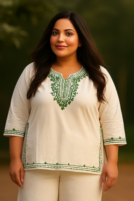 Pehla Nasha Women Embroidered, Solid Straight Kurta(Beige)