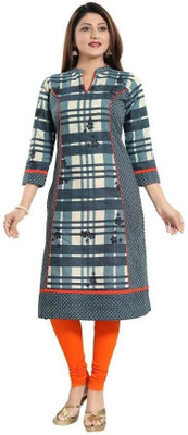 Divastri Women Printed Straight Kurta(Green)