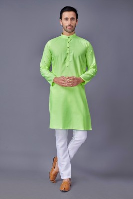 Al Bahar Men Solid Ethnic Dress Kurta(Light Green)