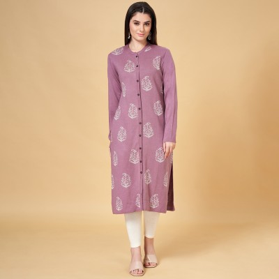 Rangmanch by Pantaloons Women Self Design Straight Kurta(Pink)