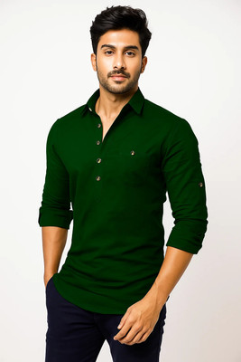 VIMASUTI Men Solid Straight Kurta(Light Green)