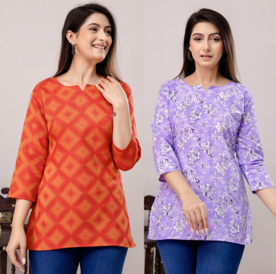 WULAMIA Women Floral Print A-line Kurta(Multicolor)