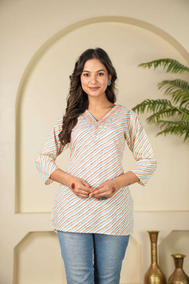 HARIOMCOLLECTIO Casual Striped, Embroidered Women Multicolor Top