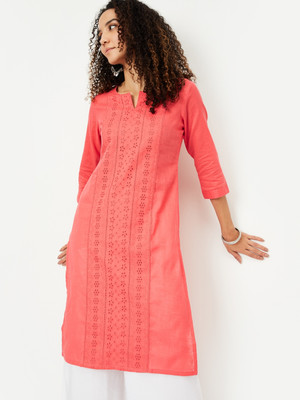 MAX Women Printed A-line Kurta(Orange)