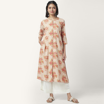 Rangmanch by Pantaloons Women Printed A-line Kurta(White)