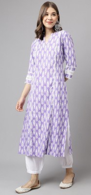 Ethnic Lady Women Printed Straight Kurta(Purple)