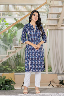 FASHDHUN Women Printed Straight Kurta(Multicolor)