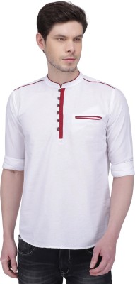 KUONS AVENUE Men Solid Straight Kurta(White)