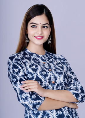 Glowworld Women Printed Straight Kurta(Blue)