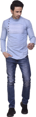 SQS Men Solid A-line Kurta(Light Blue)