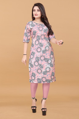 Vishwa Collection Mall Women Printed Straight Kurta(Pink)
