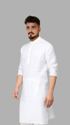 VINAARI Men Solid A-line Kurta(White)
