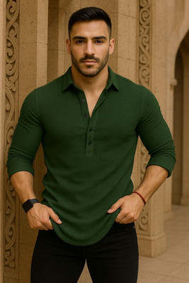 LEVINTA Men Solid Straight Kurta(Green)