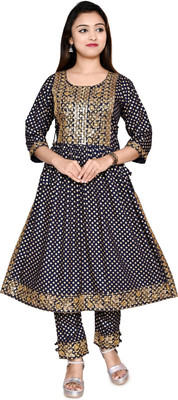 JY TRADERS Women Self Design A-line Kurta(Dark Blue)