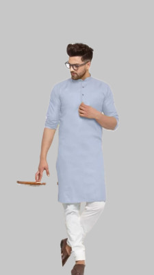 Anuj Fashion Men Solid A-line Kurta(Grey)