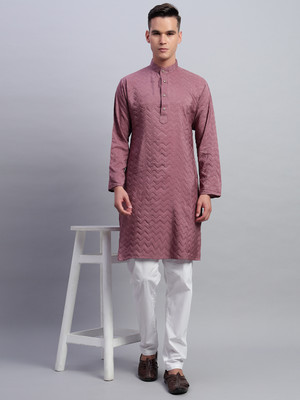 NIVATEX Men Woven Design A-line Kurta(Pink)