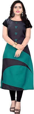 SHREE INFINITY EXPORT Women Printed A-line Kurta(Black)