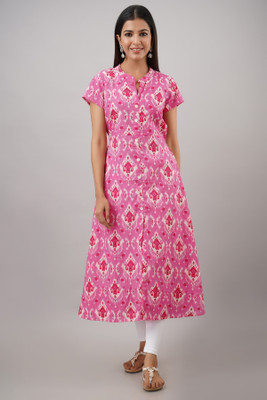SAART BUNAAI Women Printed A-line Kurta(Pink)
